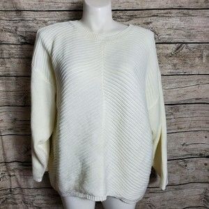 Simple by Suzanne Ivory Boatneck Ribbed Sweater Size 1X/2X NWT MSRP $114